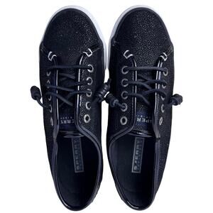 Sperry Top-Sider Seacoast Black Caviar Slip-On Leather Sneaker, Wm's 7